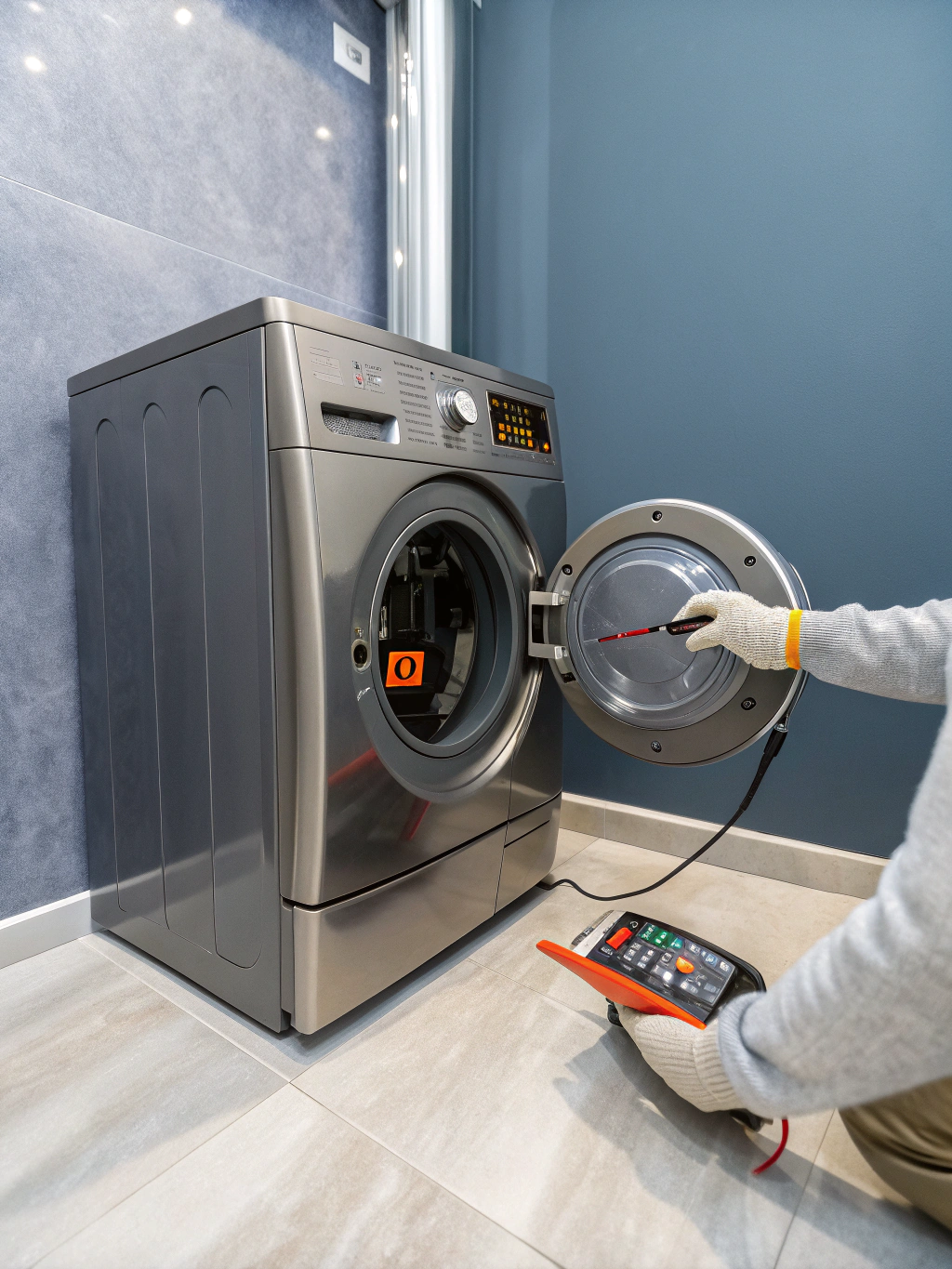 Certified technician inspecting an electric dryer heating element in Marietta