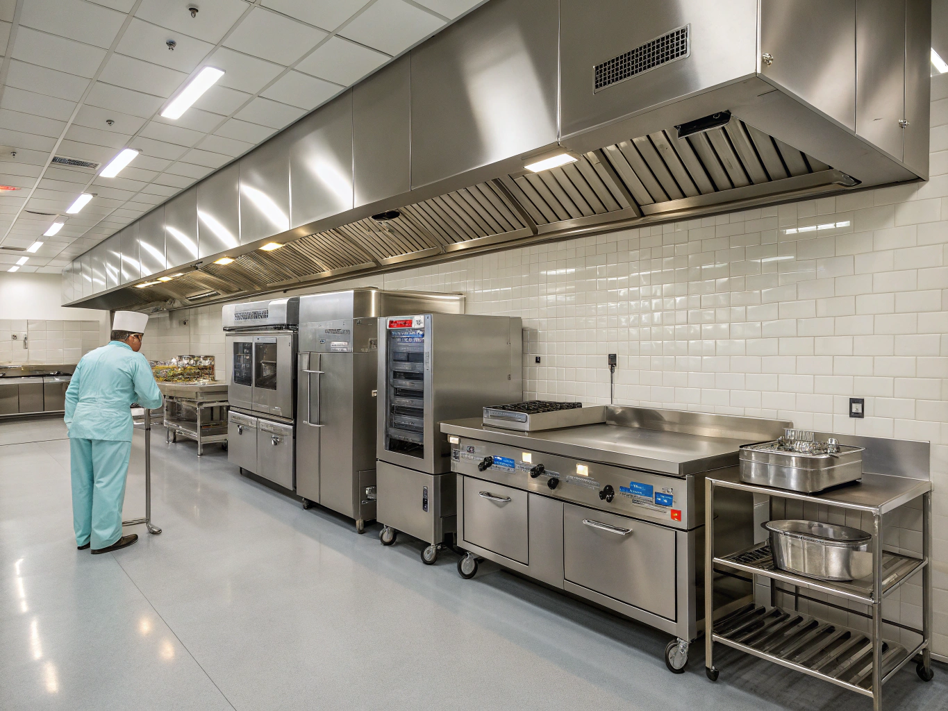 Commercial sandwich prep table refrigeration inspection in restaurant kitchen