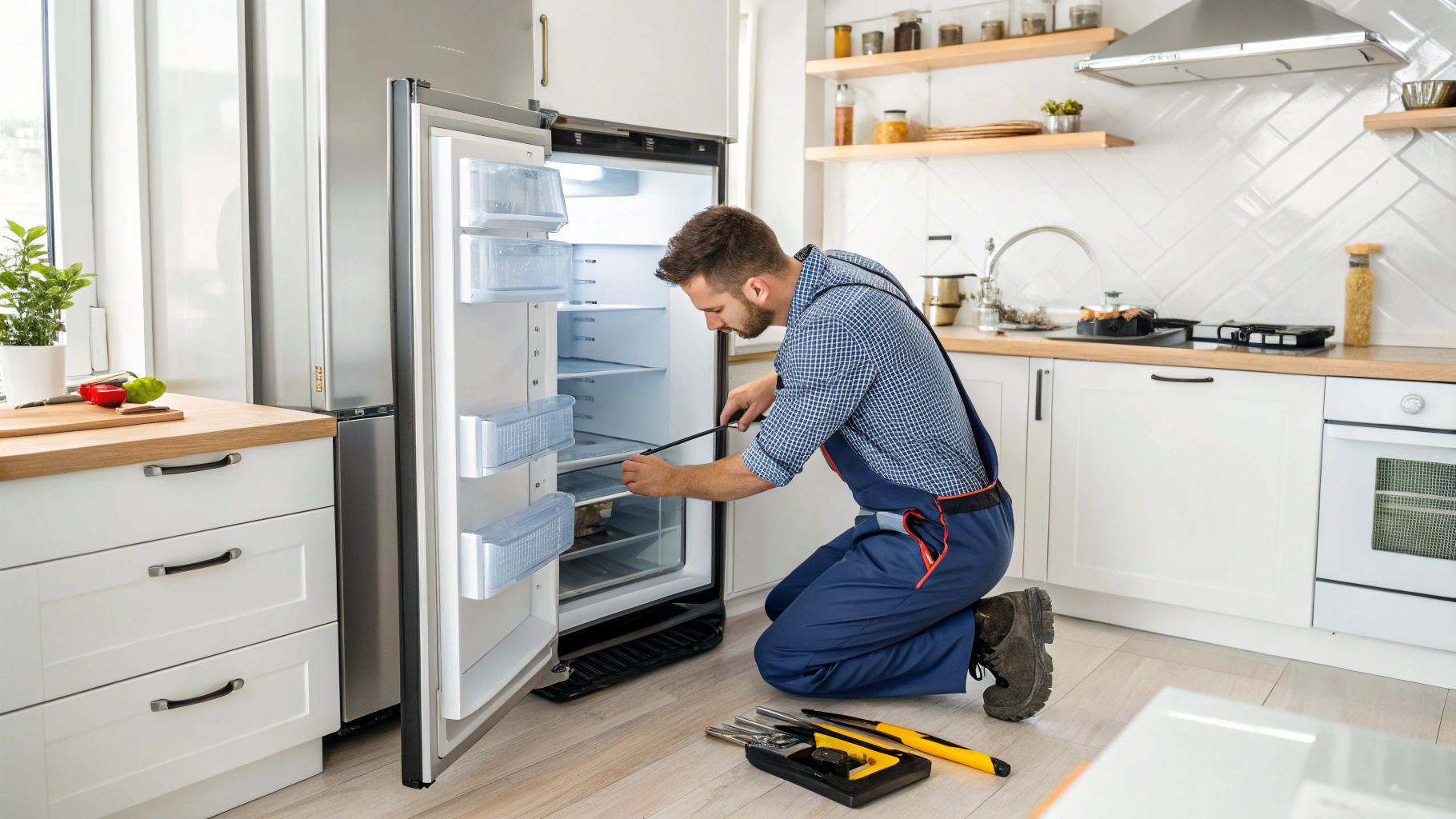Certified technician performing appliance diagnostic inspection in Marietta GA